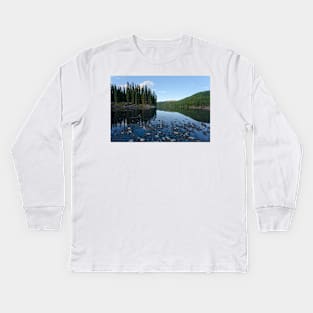 Taiga mirrored on Steward River near town of Mayo Kids Long Sleeve T-Shirt